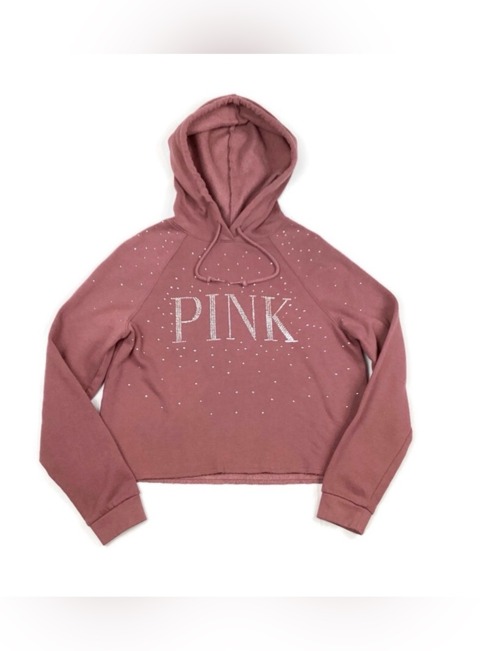 Victoria’s Secret PINK Crop Bling Hoodie Pullover Sweatshirt.